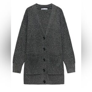 Zara heather Gray Knit Button-Front Cardigan